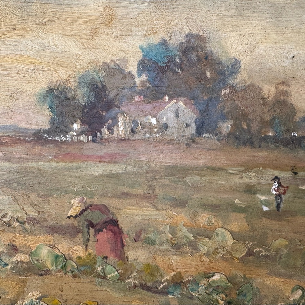 Pastoral Landscape Canvas Art Ira Deen Original Oil Folk painting Drawing Crow
